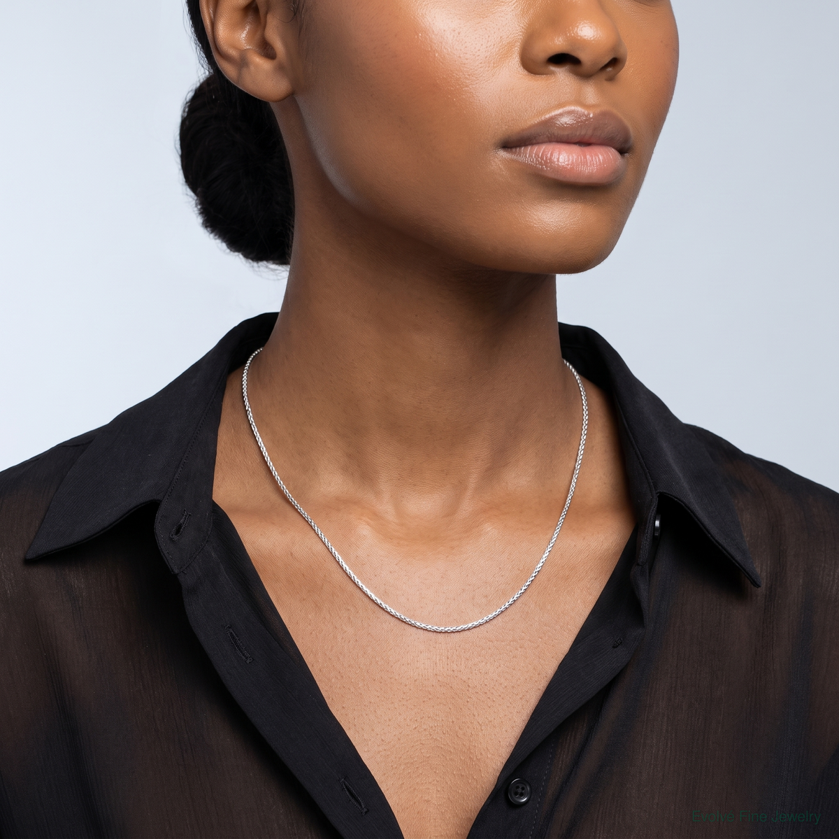 Leslie's 14K White Gold Adjustable .8mm D/C Wheat Chain - Model Shot