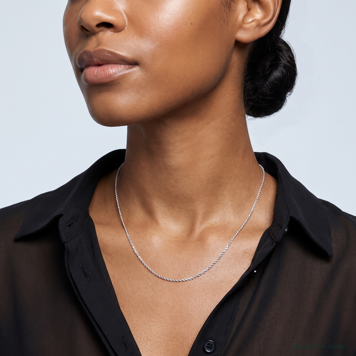 Leslie's 14K White Gold 1.0 mm D/C Cable Chain - Model Shot