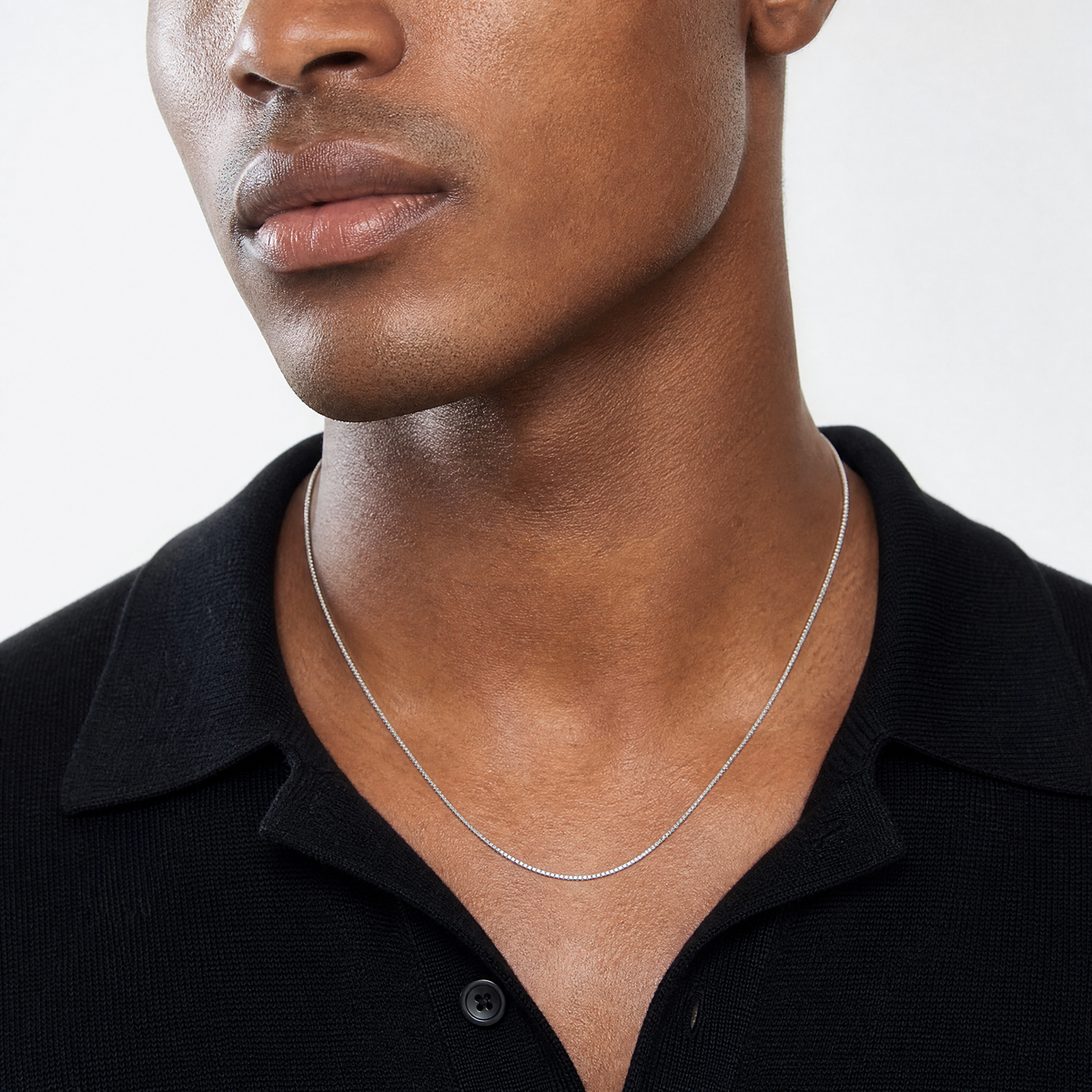 Leslie's 14K White Gold .8mm Box with Lobster Clasp Chain - Model Shot
