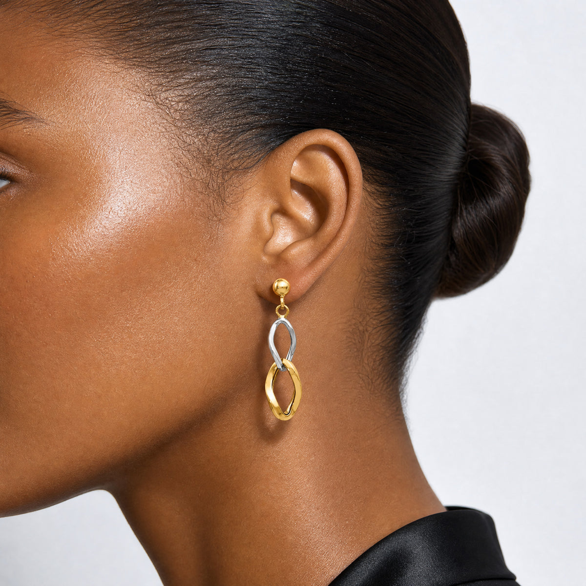 Leslie's 14K Two-tone Polished Post Dangle Earrings - Model Shot