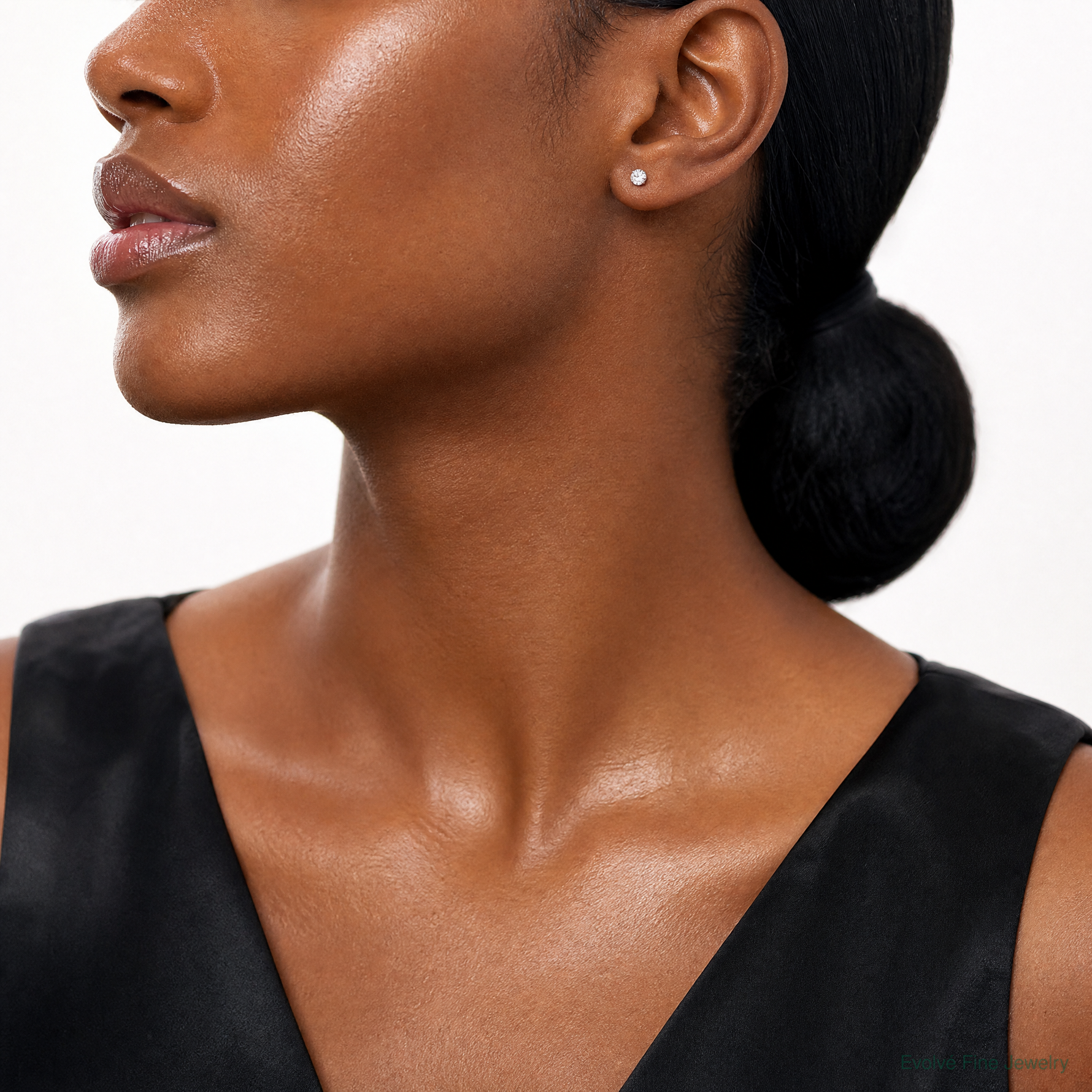Inverness 14K White Gold 3mm CZ Long Post Earrings - Model Shot