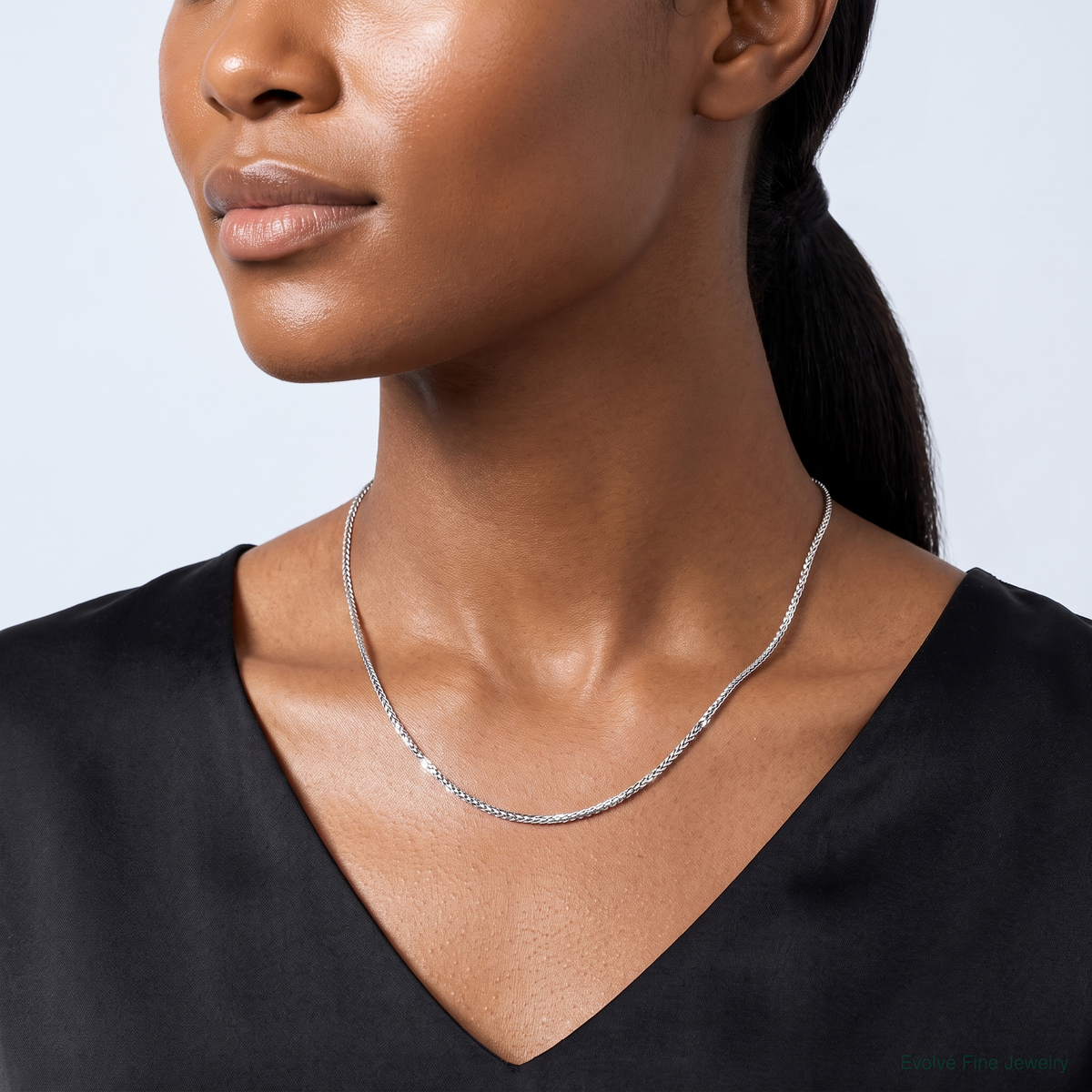 Leslie's 14K White Gold .8mm D/C Quadra Wheat Chain - Model Shot