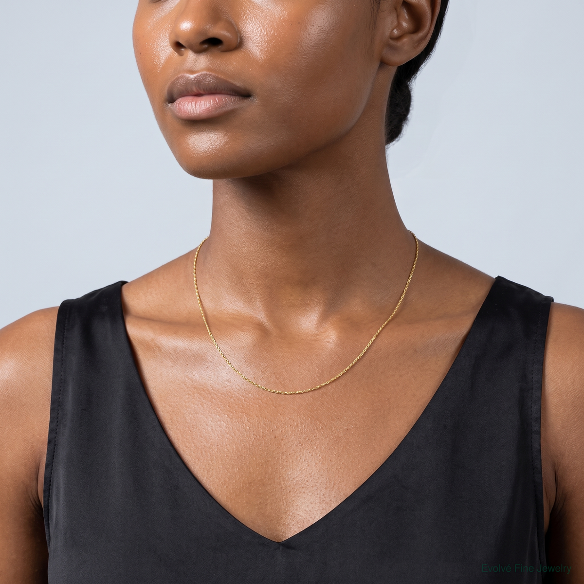 14k .4 mm Carded Cable Rope Chain - Model Shot