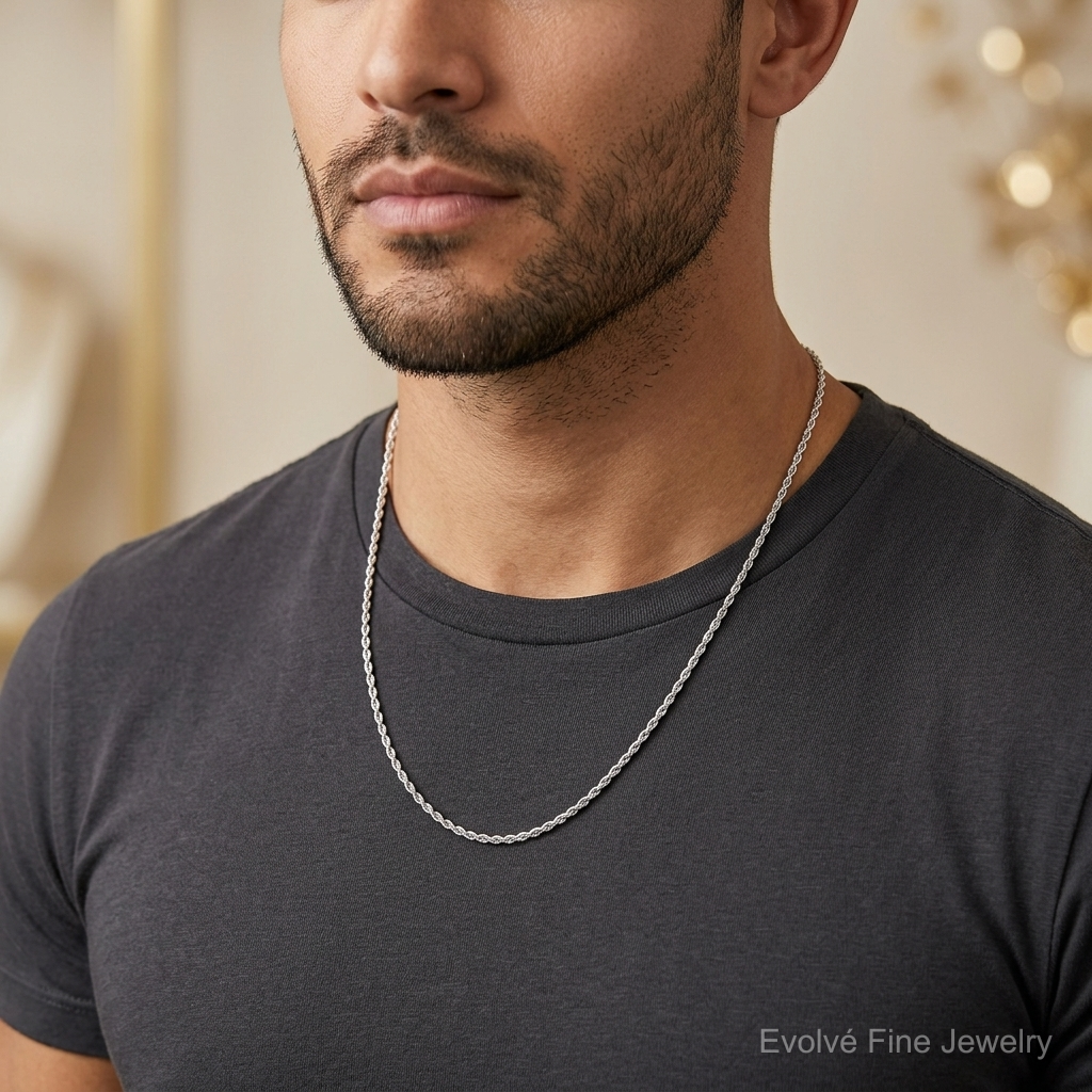 Leslie's 10K White Gold 1.2 mm Loose Rope Chain - Model Shot