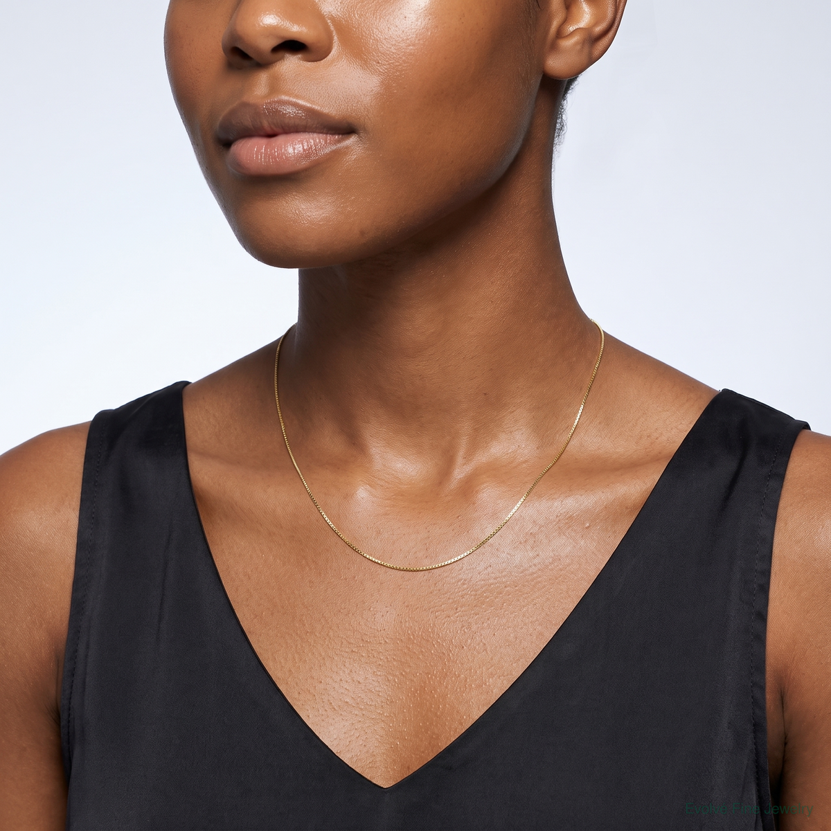 14k .5mm Carded Box Chain - Model Shot