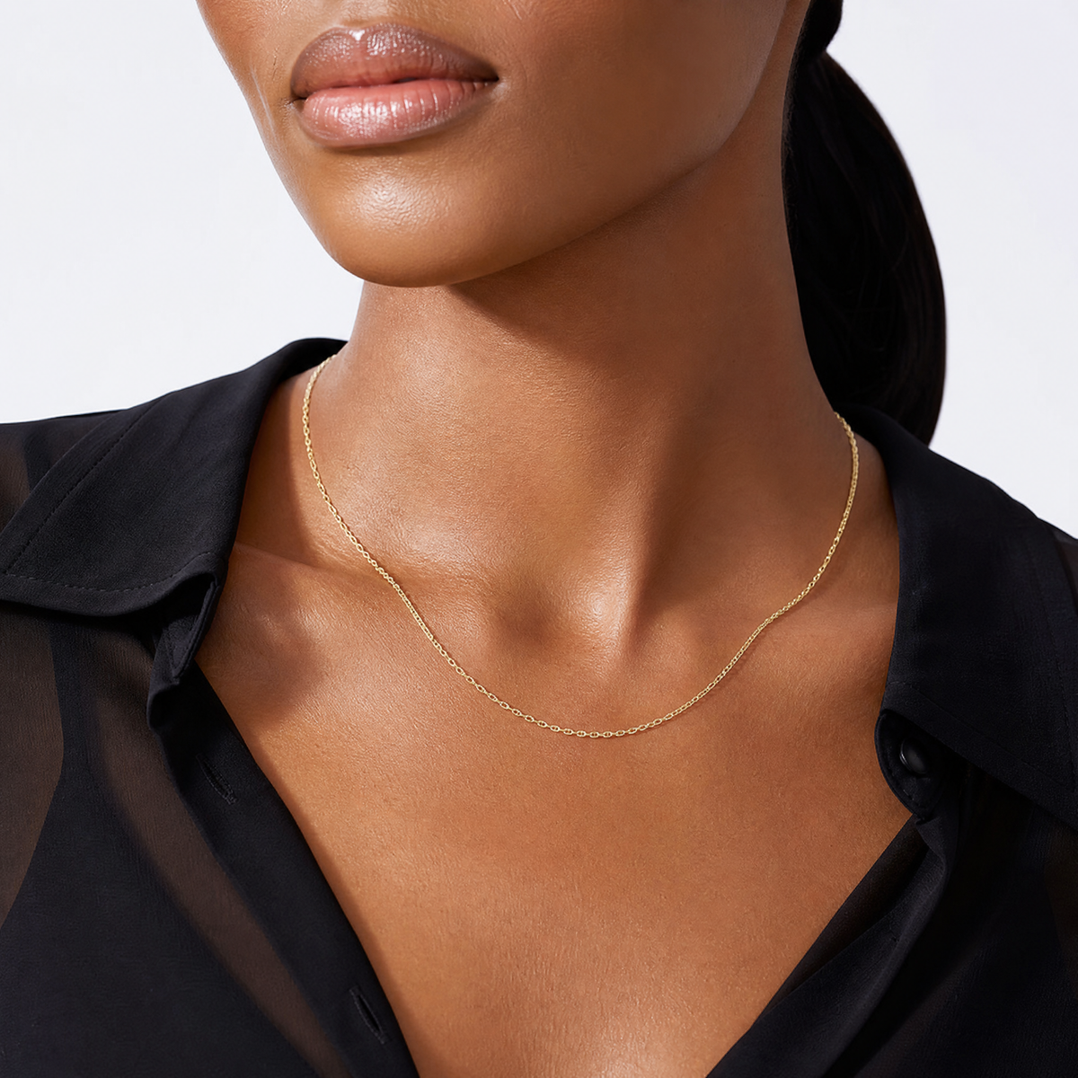 14k .5 mm Carded Cable Rope Chain - Model Shot