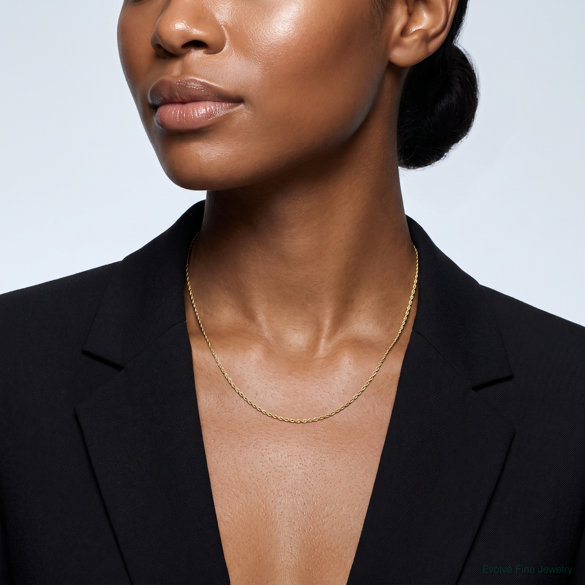 14k .5 mm Carded Cable Rope Chain - Model Shot
