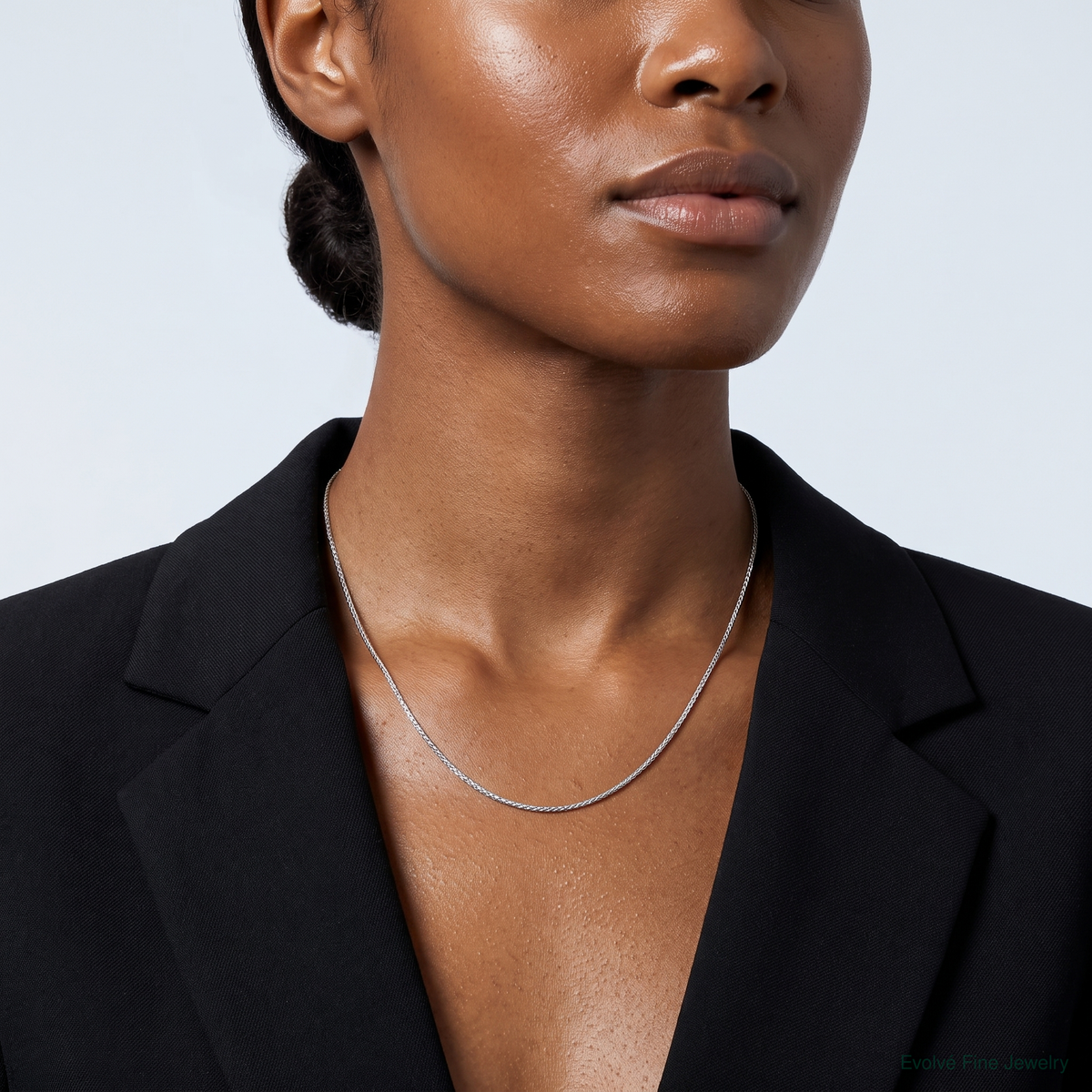 Leslie's 14k White Gold .85mm D/C Spiga Chain - Model Shot