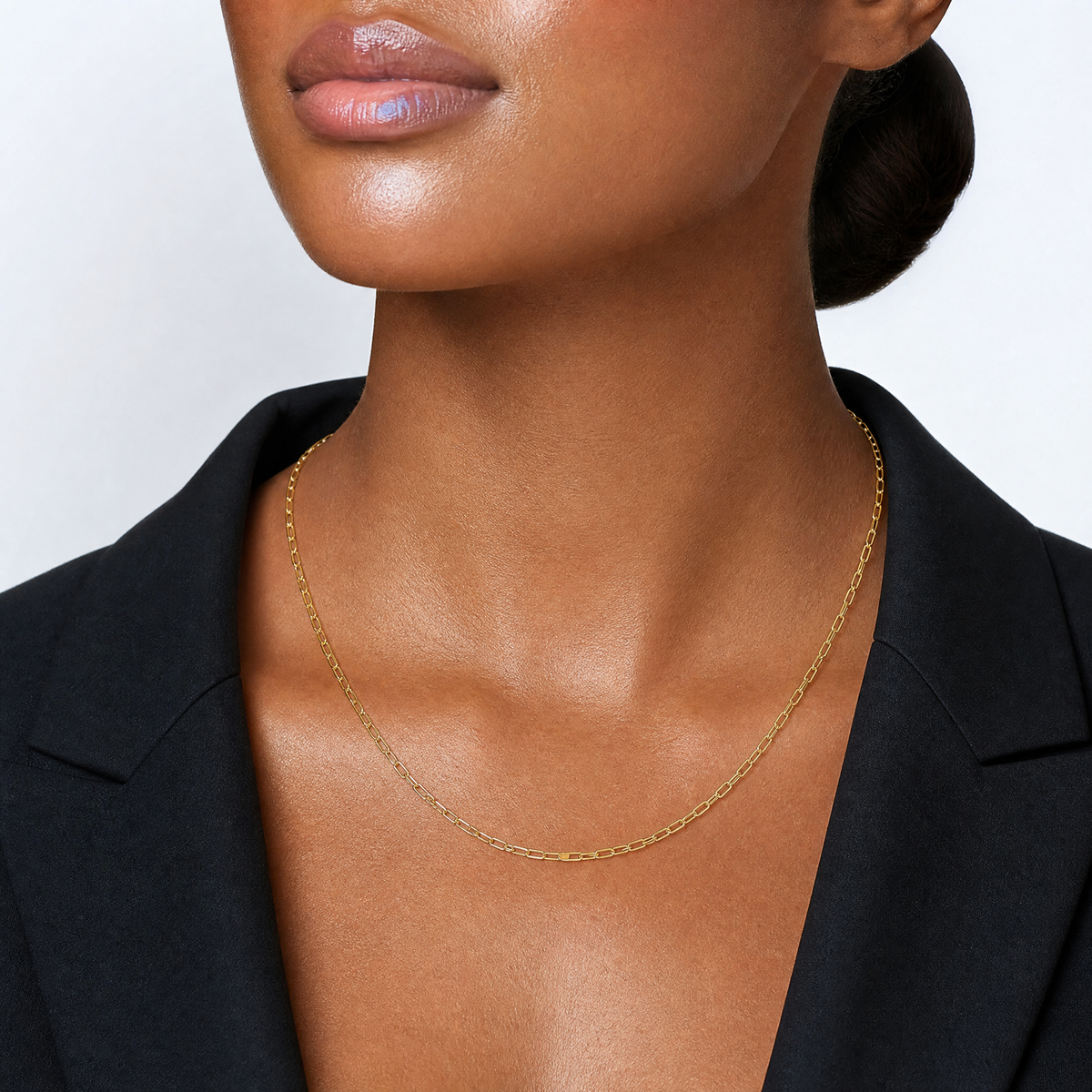Leslie's 14k 2.2mm Semi-Solid Beveled D/C Paperclip Chain - Model Shot