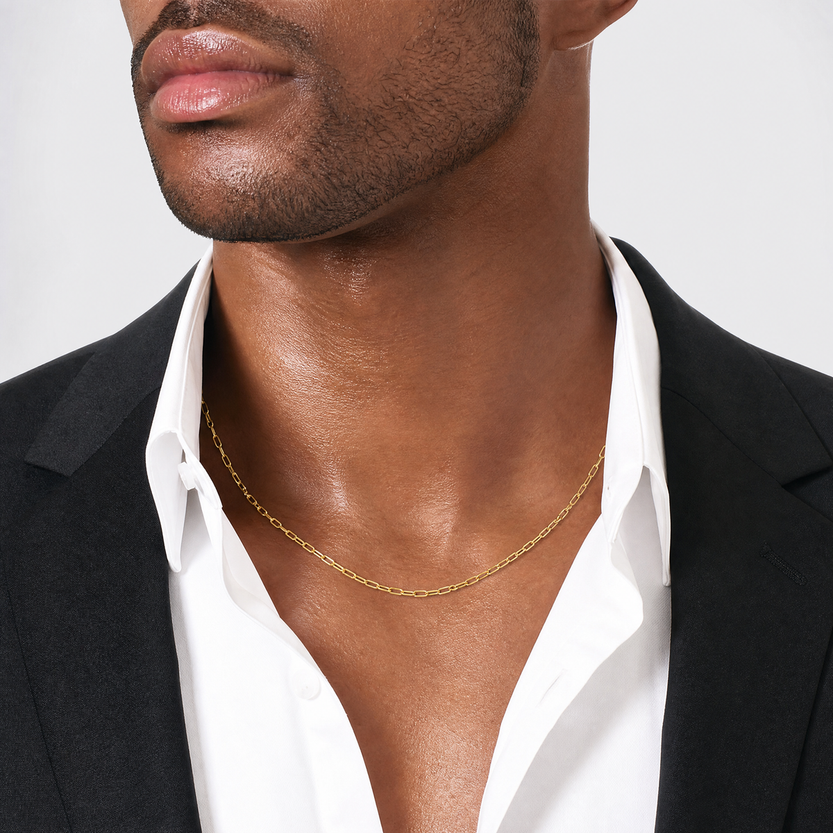 Leslie's 14k 3.0mm Semi-Solid Beveled D/C Paperclip Chain - Model Shot