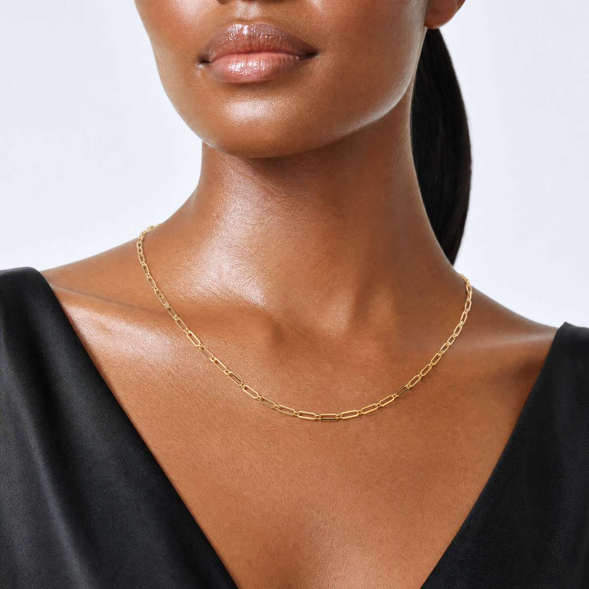 Leslie's 14k 3.7mm Semi-Solid Beveled D/C Paperclip Chain - Model Shot