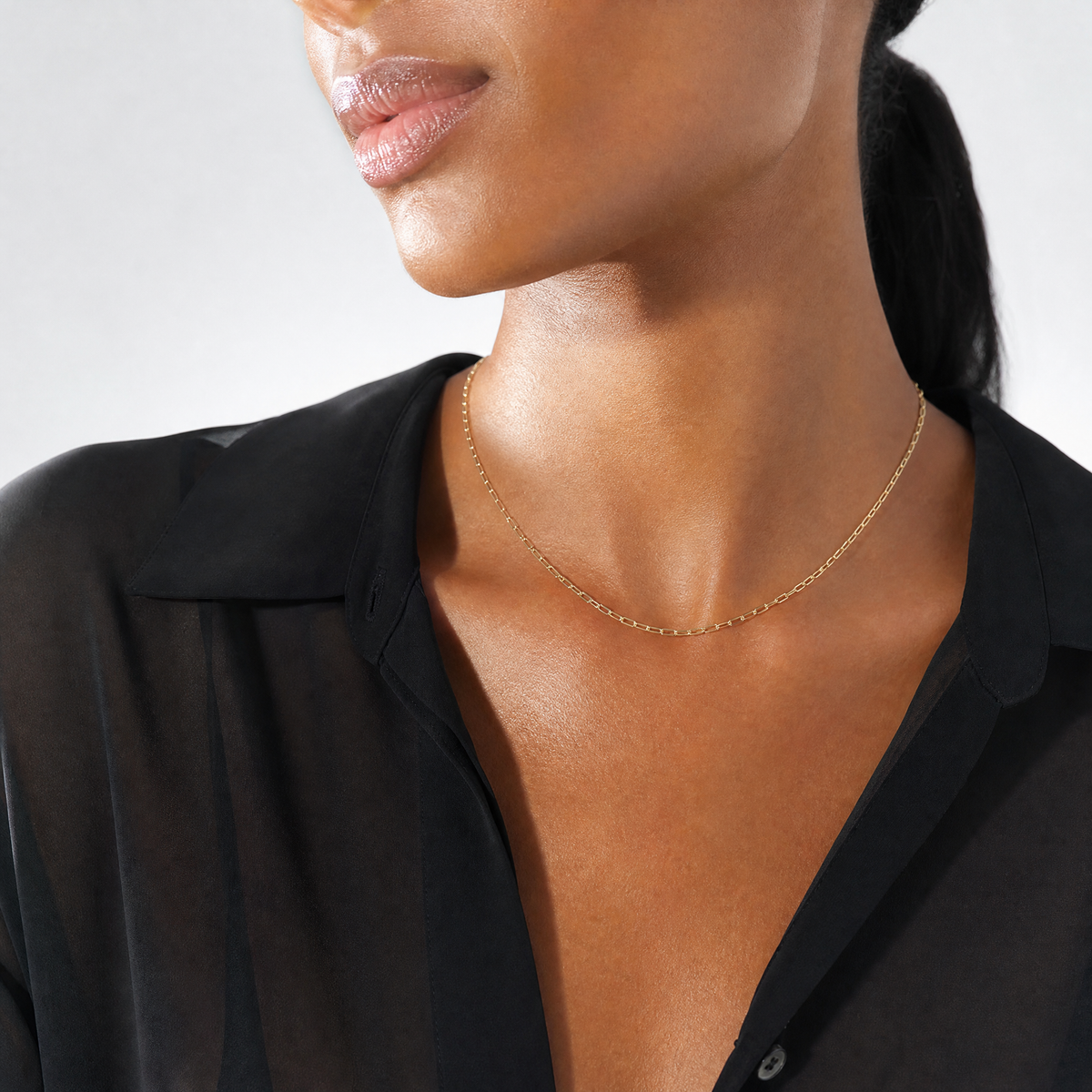 Leslie's 14k 2.2mm Solid Beveled D/C Paperclip Chain - Model Shot