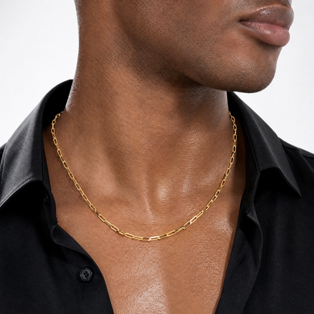 Leslie's 14k 3.5mm Solid Beveled D/C Paperclip Chain - Model Shot