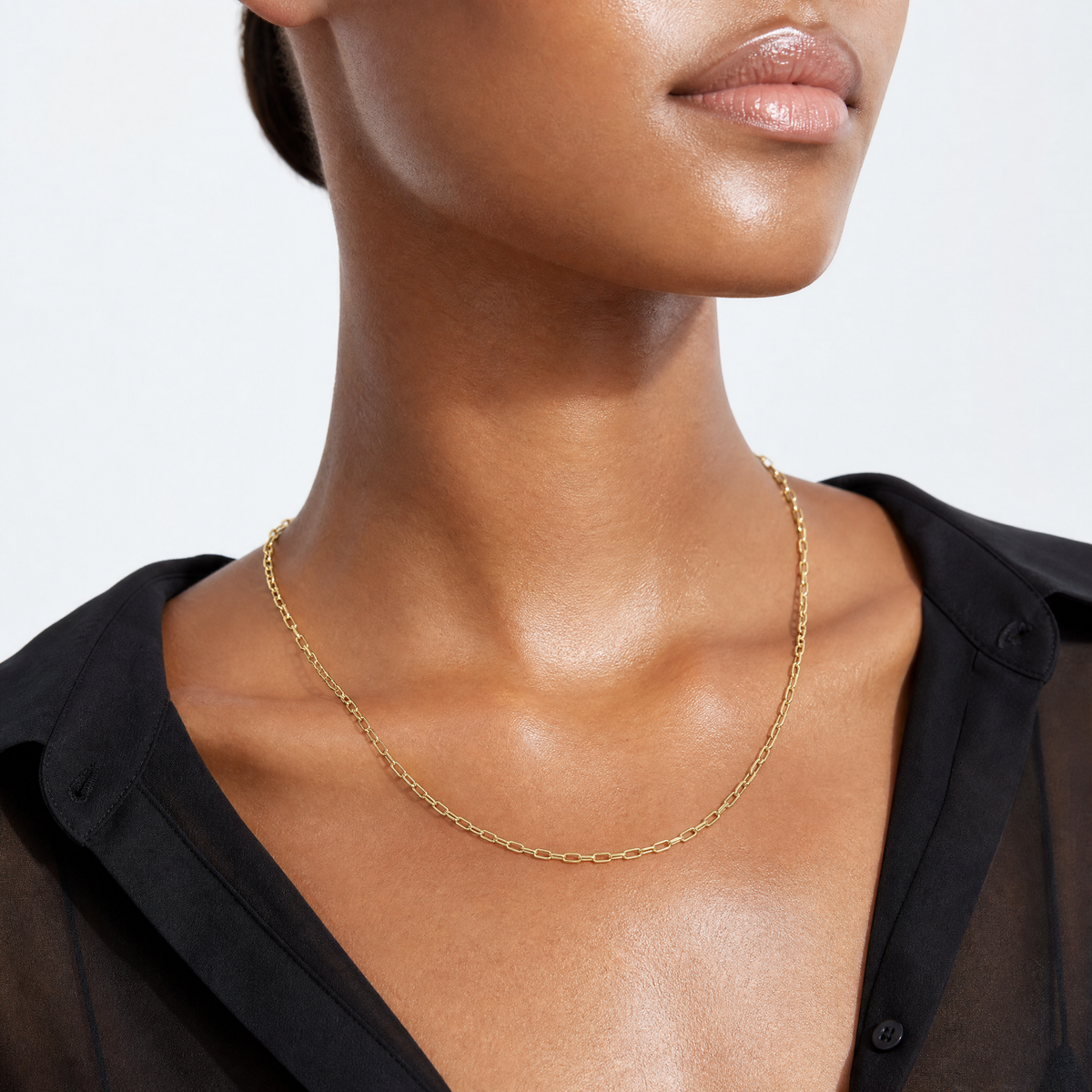 Leslie's 14k 2.2mm Semi-Solid Paperclip Chain - Model Shot