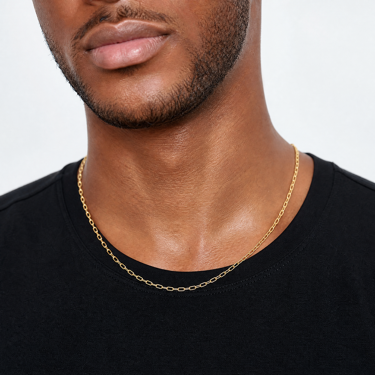 Leslie's 14k 3.0mm Semi-Solid Paperclip Chain - Model Shot