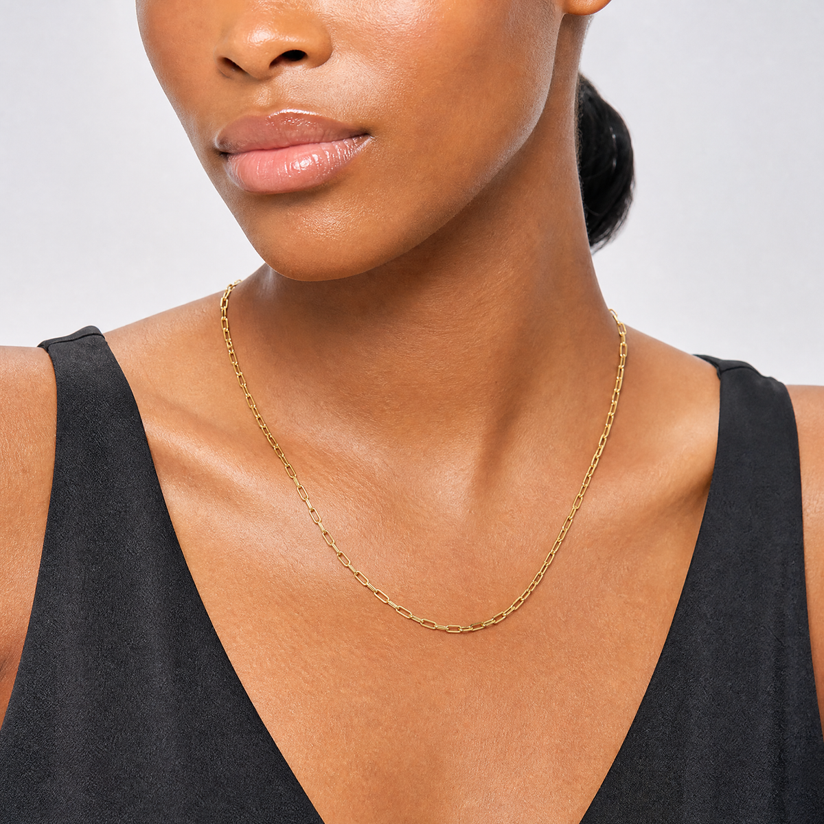Leslie's 14k 3.7mm Semi-Solid Paperclip Chain - Model Shot