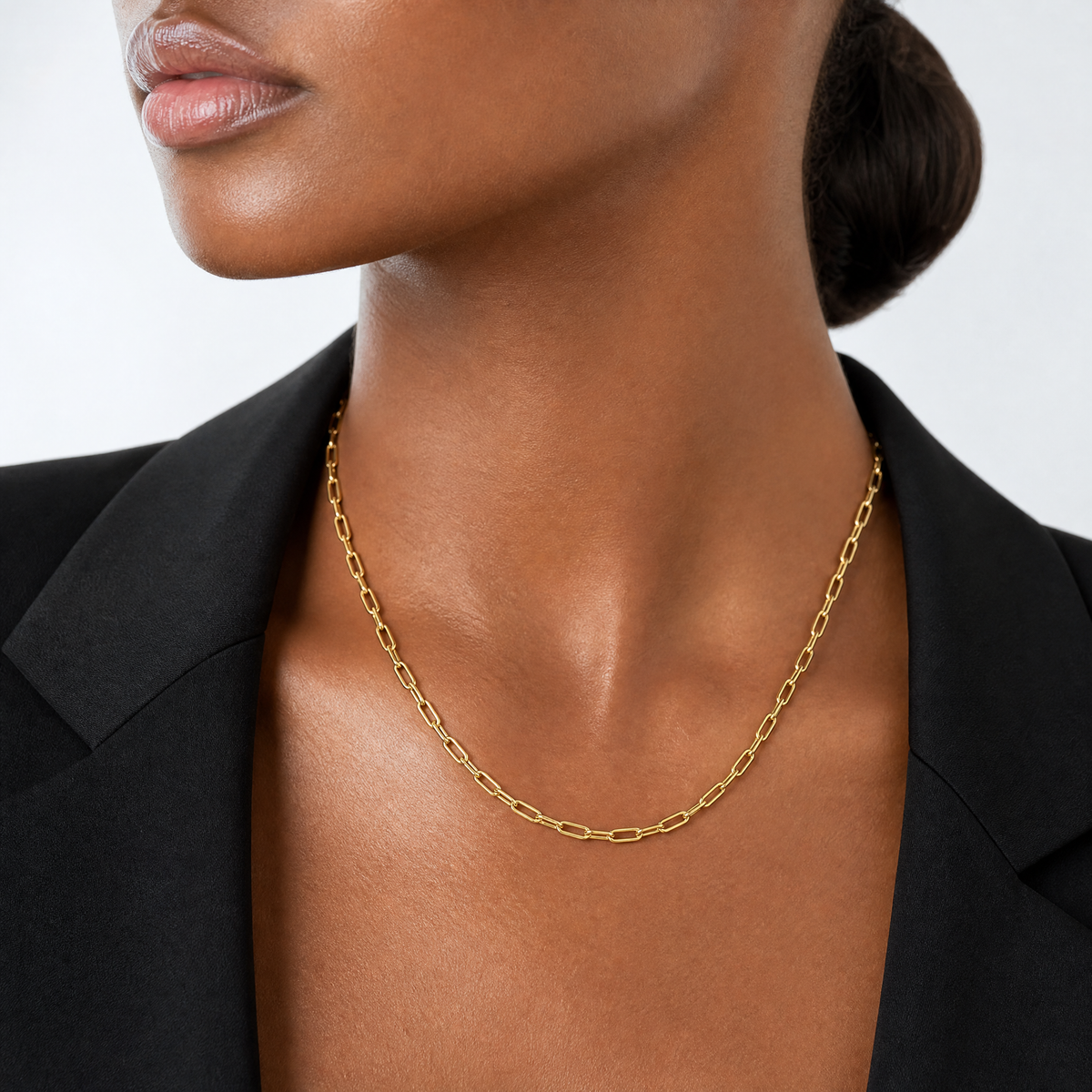 Leslie's 14k 4.5mm Semi-Solid Paperclip Chain - Model Shot