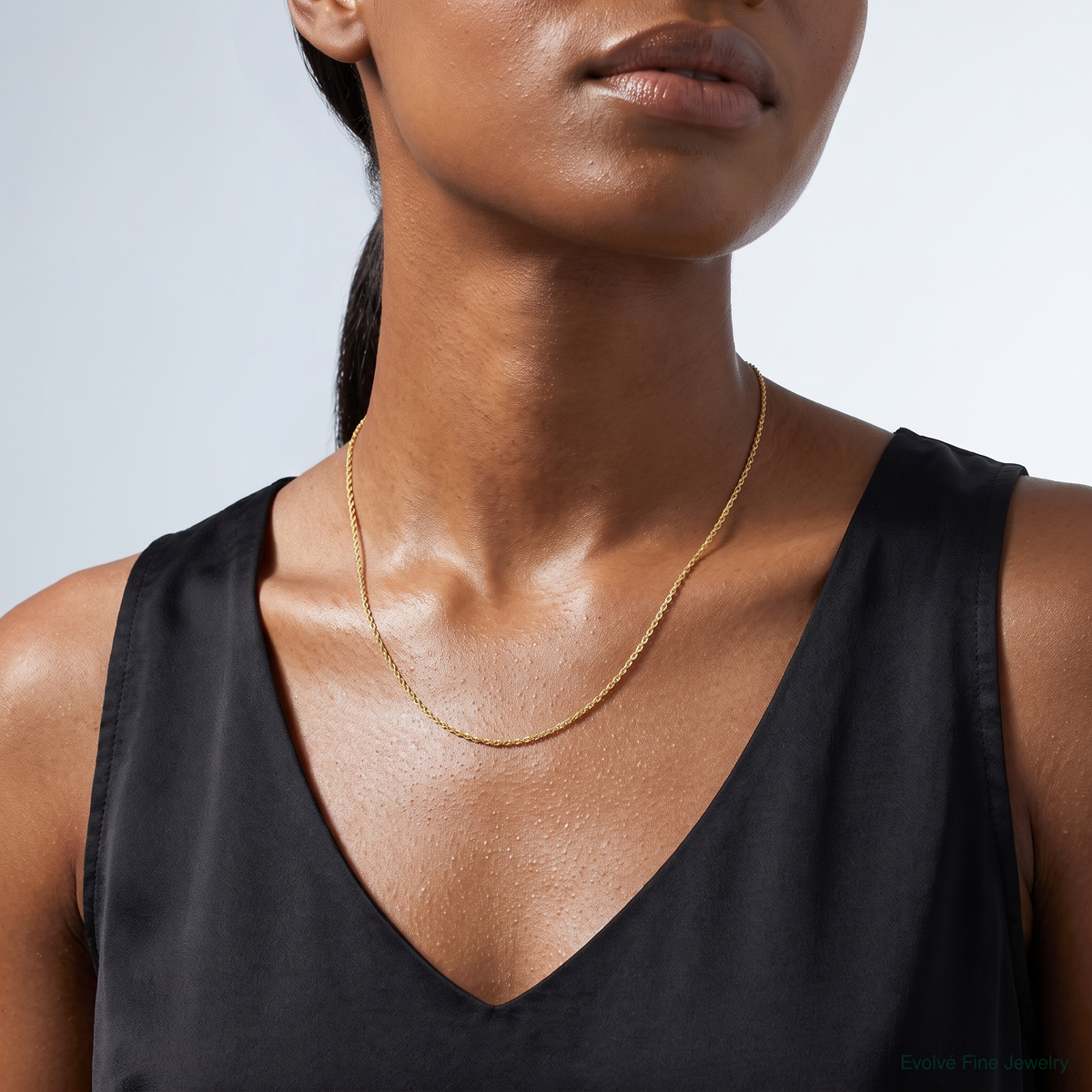 14k .7 mm Carded Cable Rope Chain - Model Shot