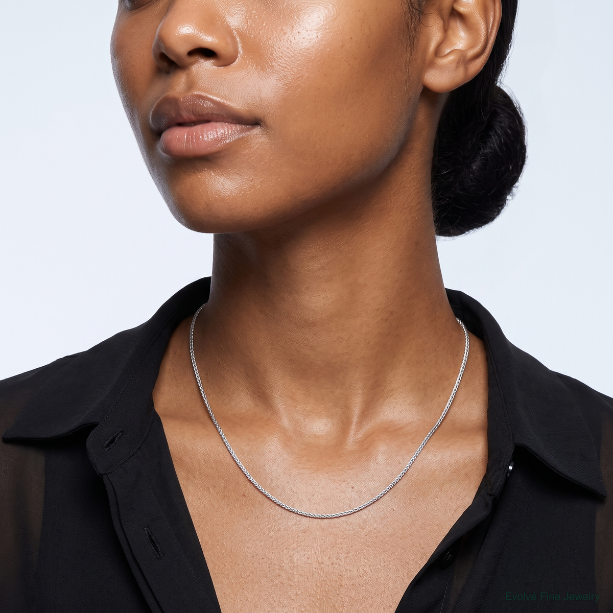 Leslie's 10k White Gold 1mm Spiga Chain - Model Shot