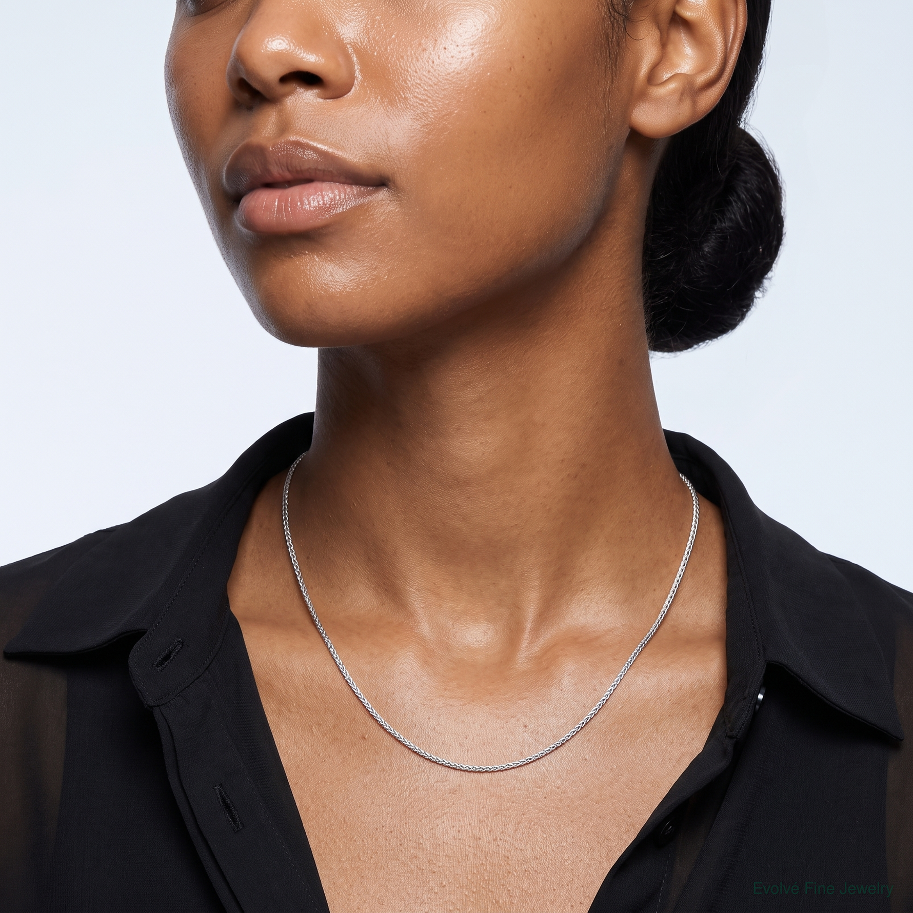 Leslie's 10k White Gold 1mm Spiga Chain - Model Shot