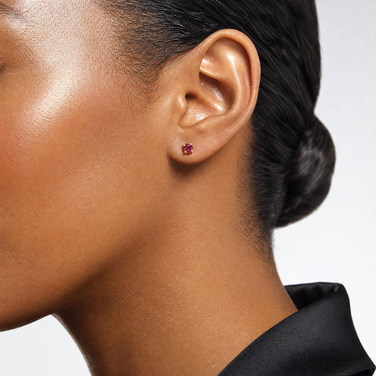 Inverness 14k 3mm February Crystal Birthstone Post Earrings - Model Shot