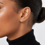 Inverness 14k 3mm March Crystal Birthstone Post Earrings - Model Shot