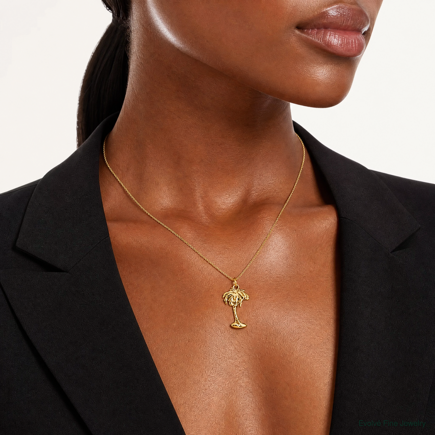 14k Palm Tree Charm - Model Shot