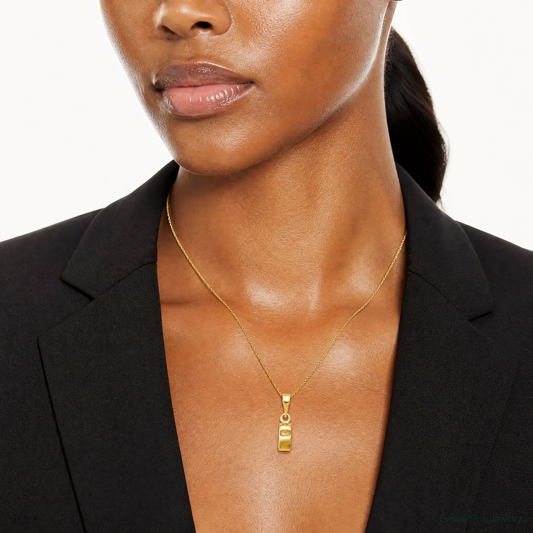 14K 3D Sports Whistle Pendant - Model Shot