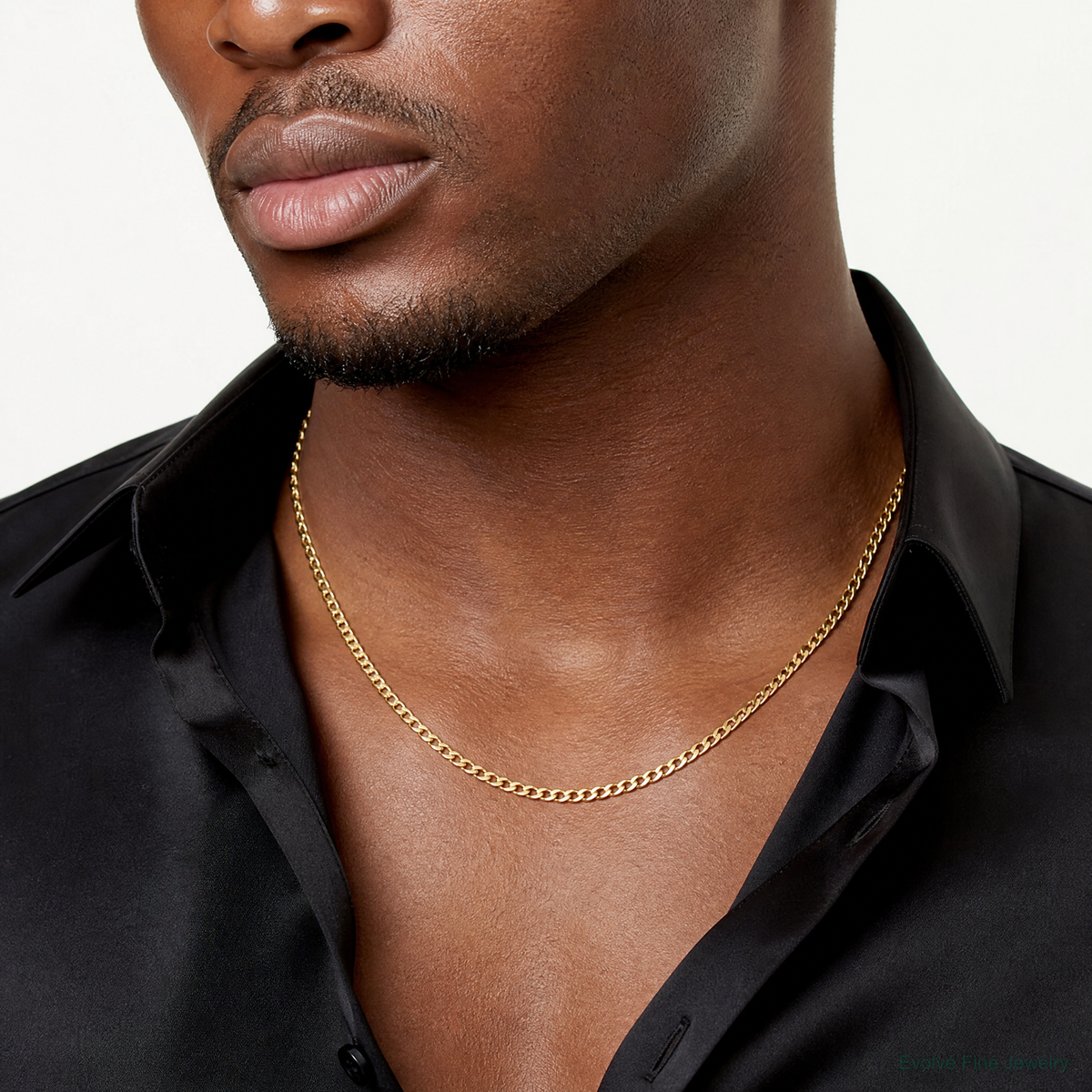 14k 3.35mm Semi-Solid Curb Chain - Model Shot