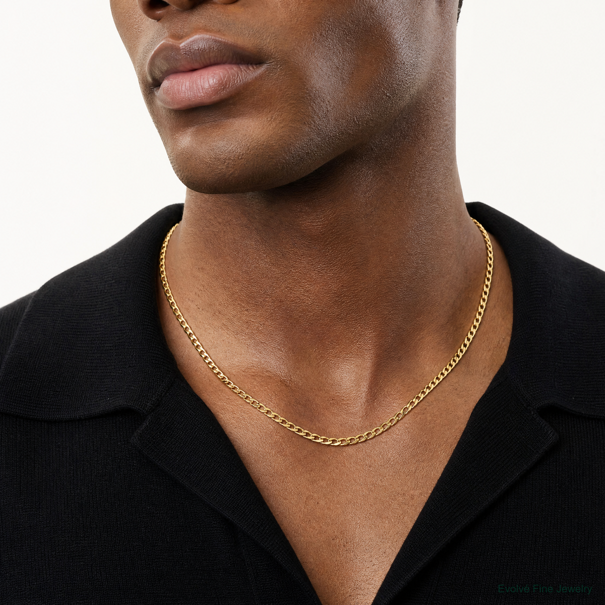 14k 5.25mm Semi-Solid Curb Chain - Model Shot