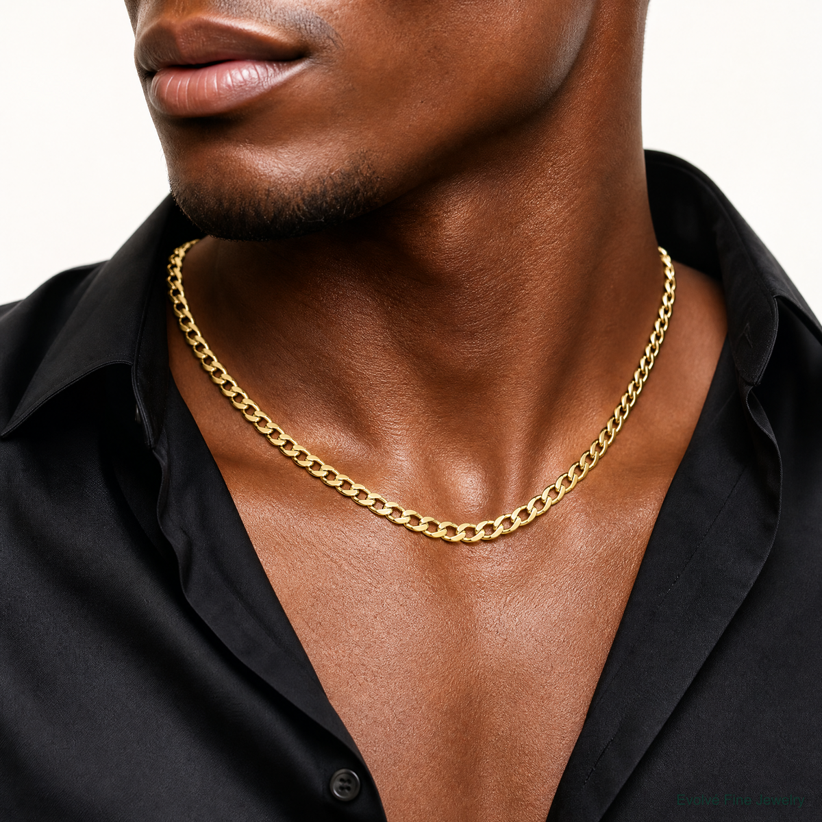 14k 6.5mm Semi-Solid Curb Chain - Model Shot