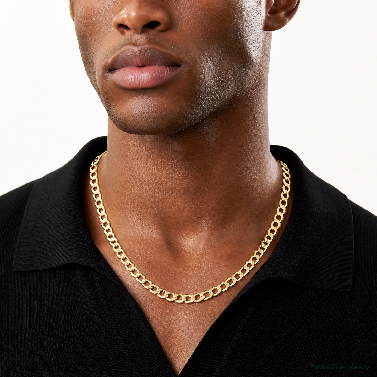 14k 7mm Semi-Solid Curb Chain - Model Shot