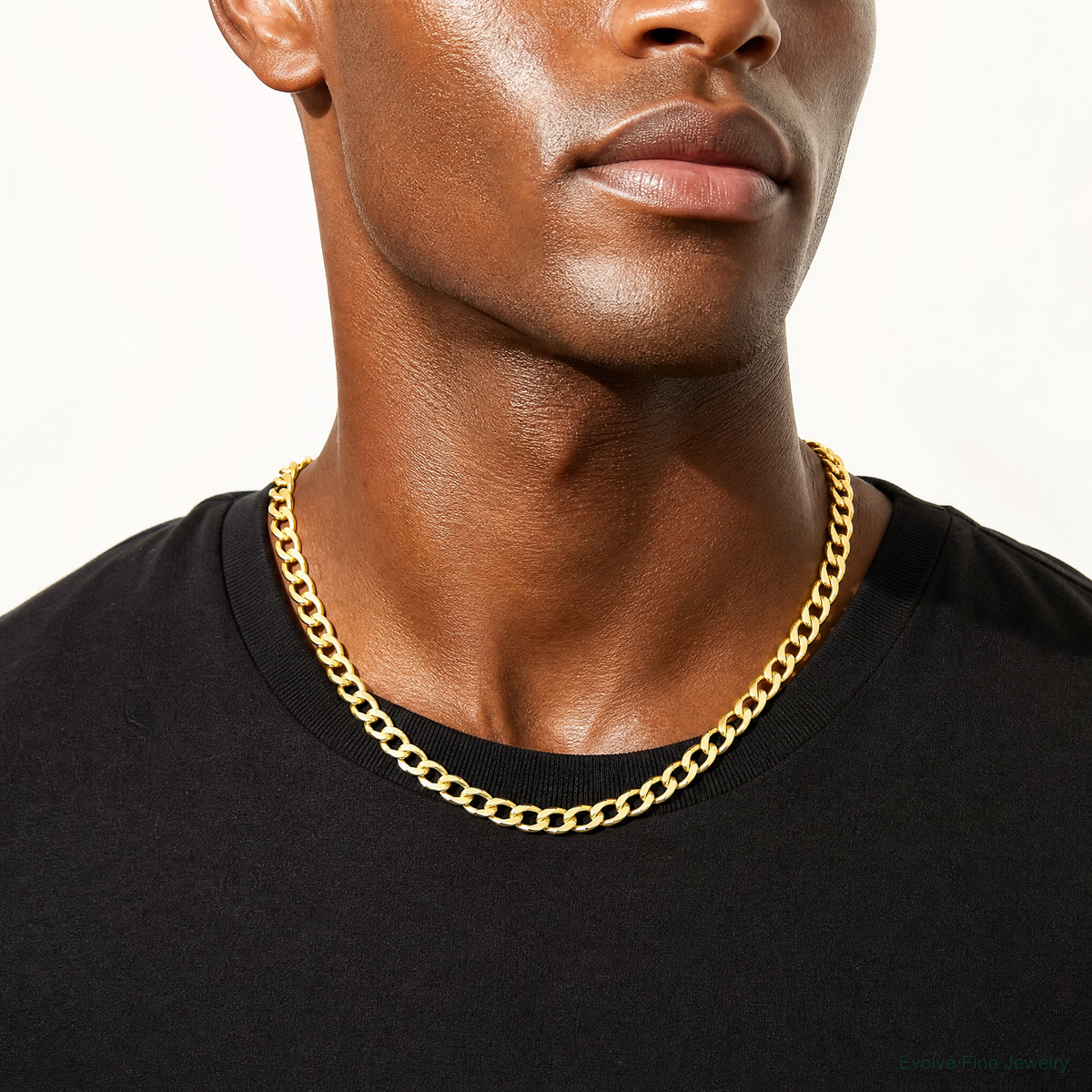 14k 9mm Semi-Solid Curb Chain - Model Shot