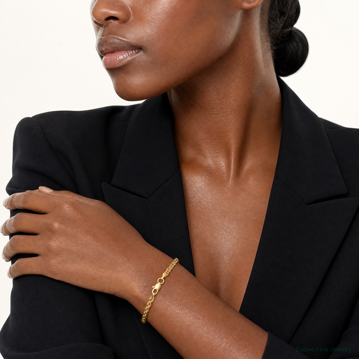14ky 3.0mm Semi-Solid Rope Chain - Model Shot