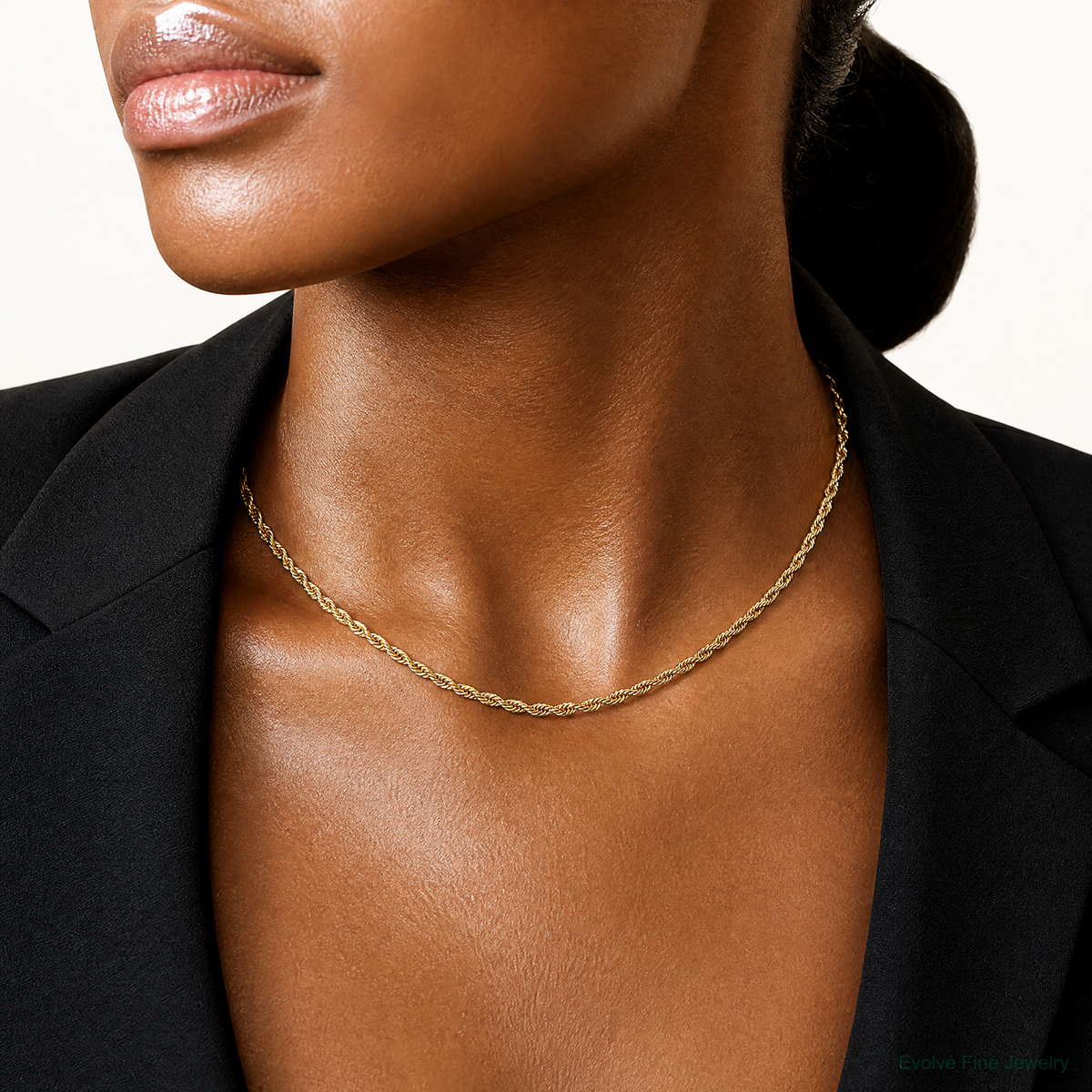 14ky 2.8mm Semi-Solid Rope Chain - Model Shot