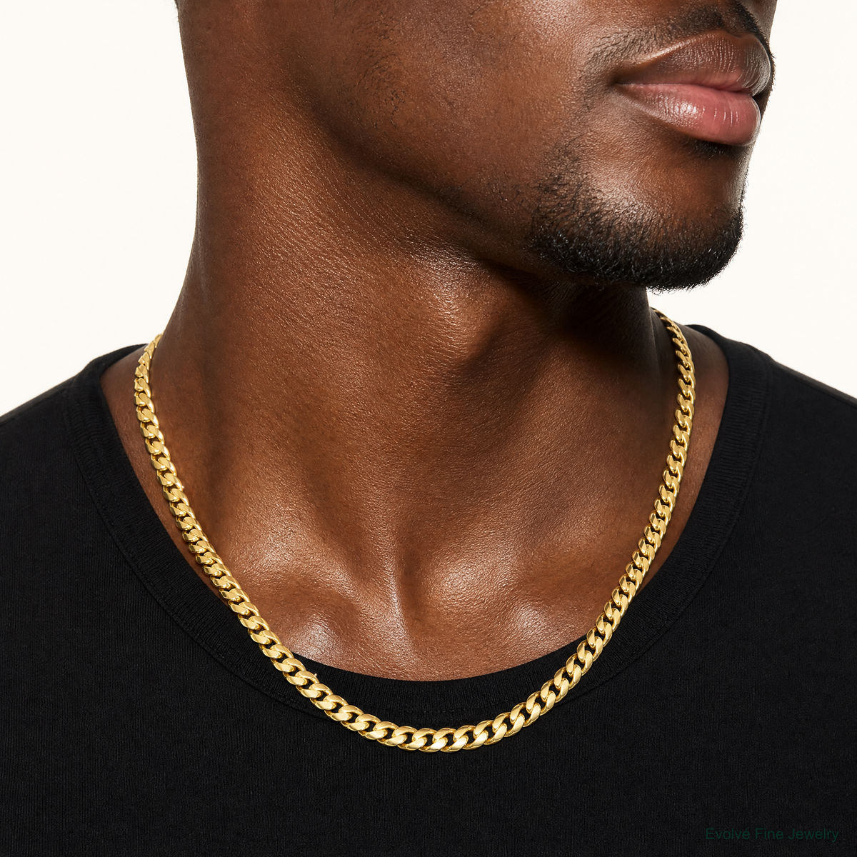 14k 6mm Semi-Solid Miami Cuban Chain - Model Shot