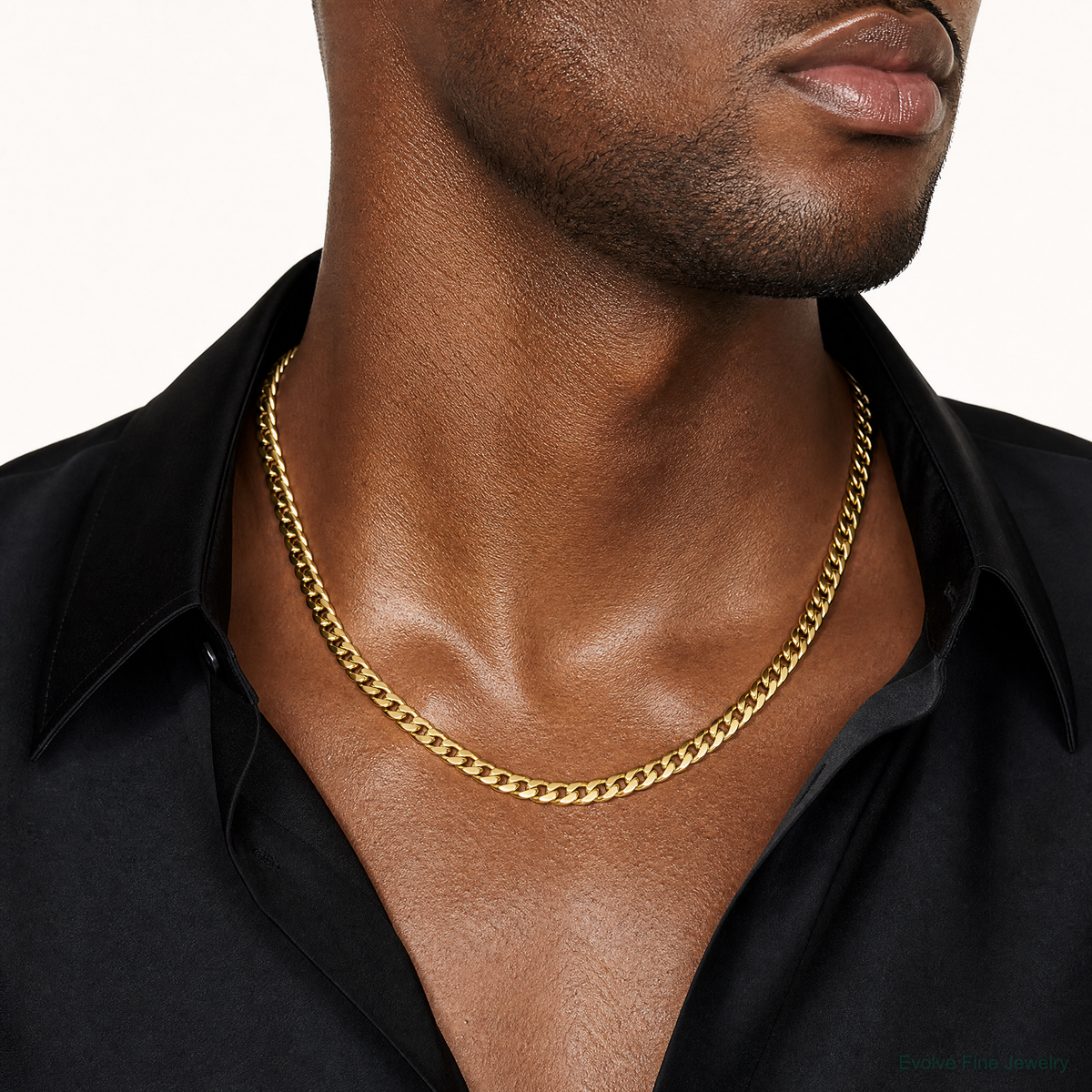 14k 6.75mm Semi-Solid Miami Cuban Chain - Model Shot