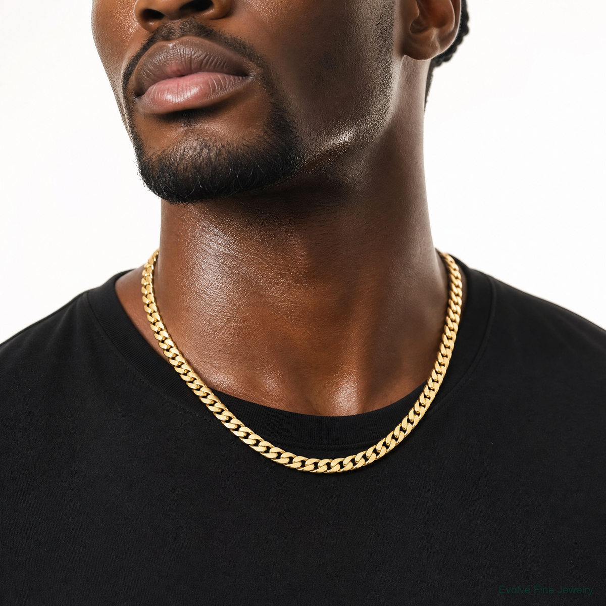 14k 7.3mm Semi-Solid Miami Cuban Chain - Model Shot