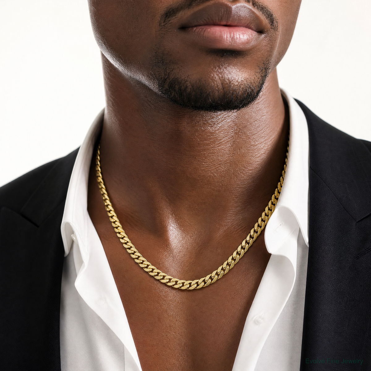 14k 9.3mm Semi-Solid Miami Cuban Chain - Model Shot