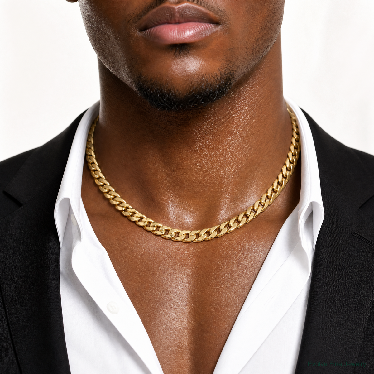 14k 11mm Semi-Solid Miami Cuban Chain - Model Shot