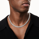 14k White Gold 11mm Semi-Solid Miami Cuban Chain - Model Shot