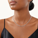 14k White Gold 3.5mm Semi-Solid Figaro Chain - Model Shot