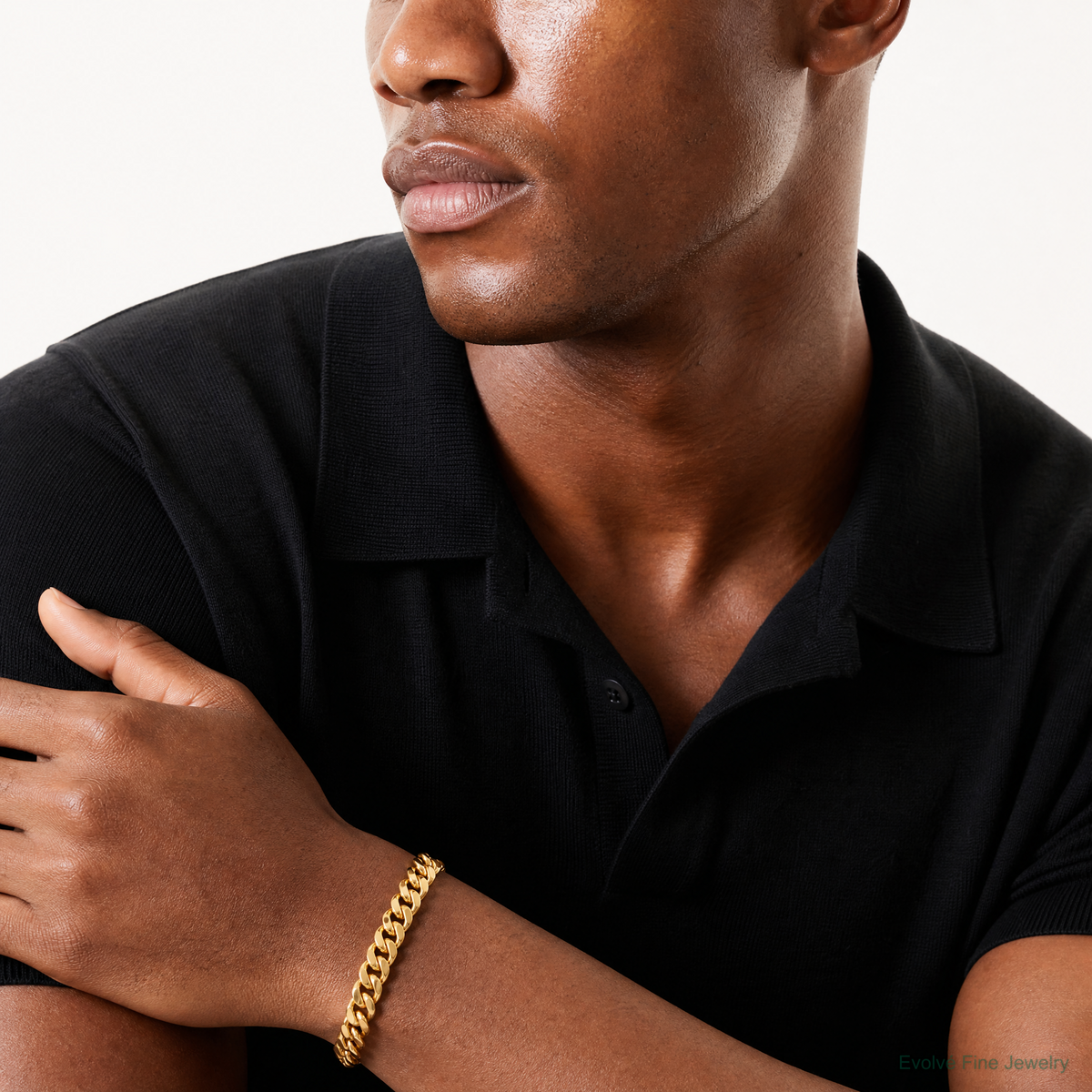 14k 13.2mm Semi-Solid Miami Cuban Chain - Model Shot