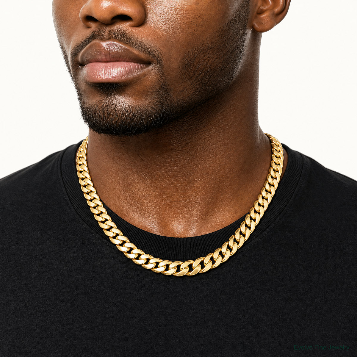 14k 15mm Semi-Solid Miami Cuban Chain - Model Shot