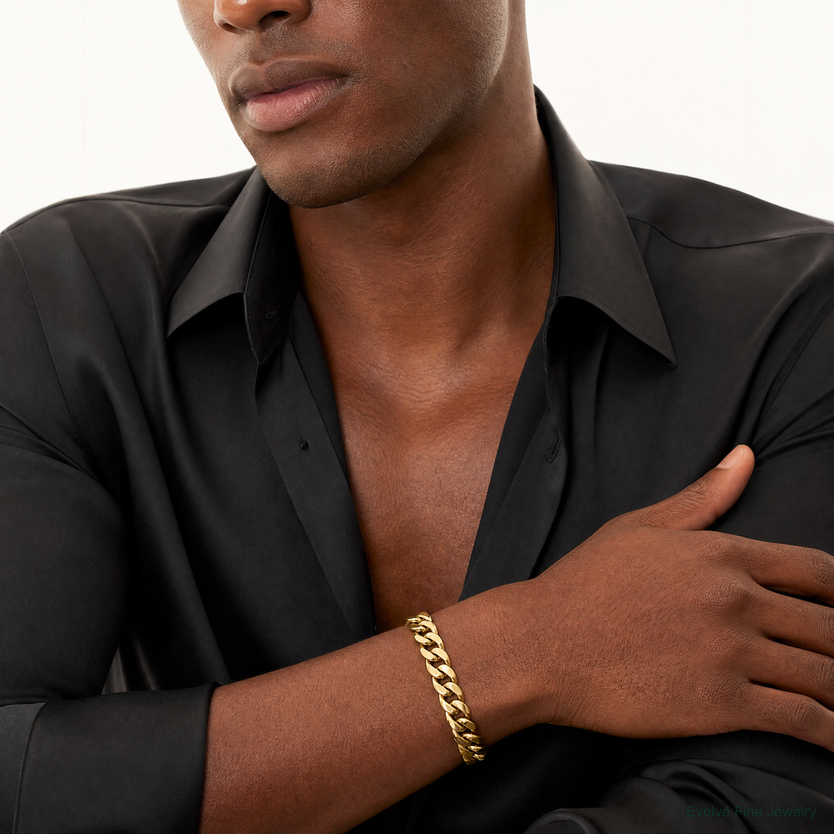 14k 15mm Semi-Solid Miami Cuban Chain - Model Shot