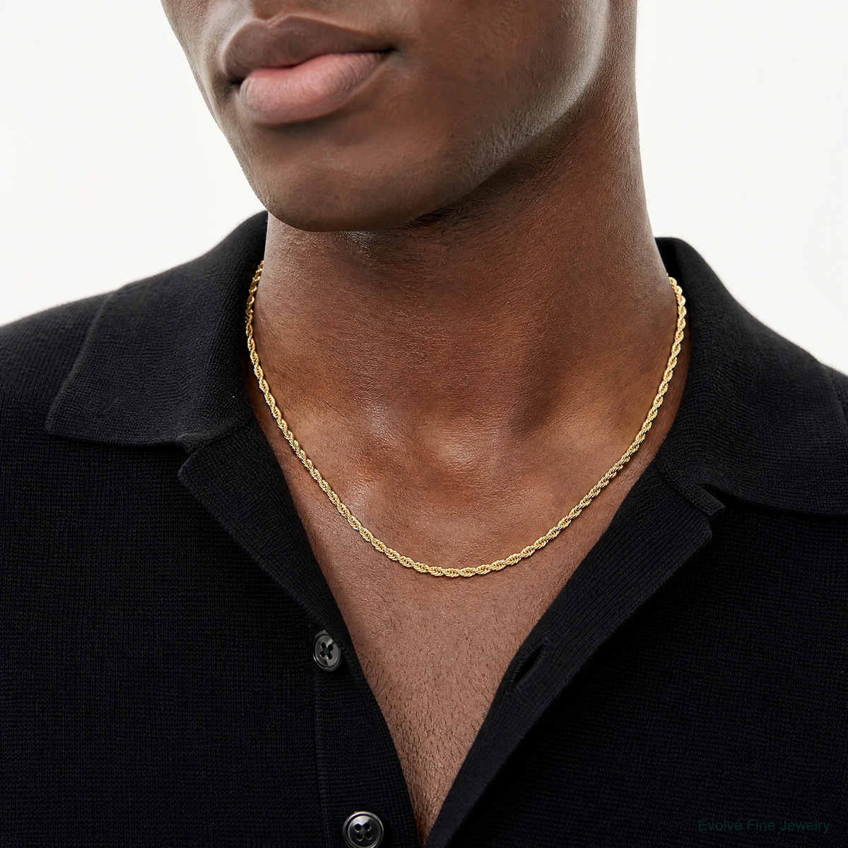 14ky 4.75mm Semi-Solid Rope Chain - Model Shot