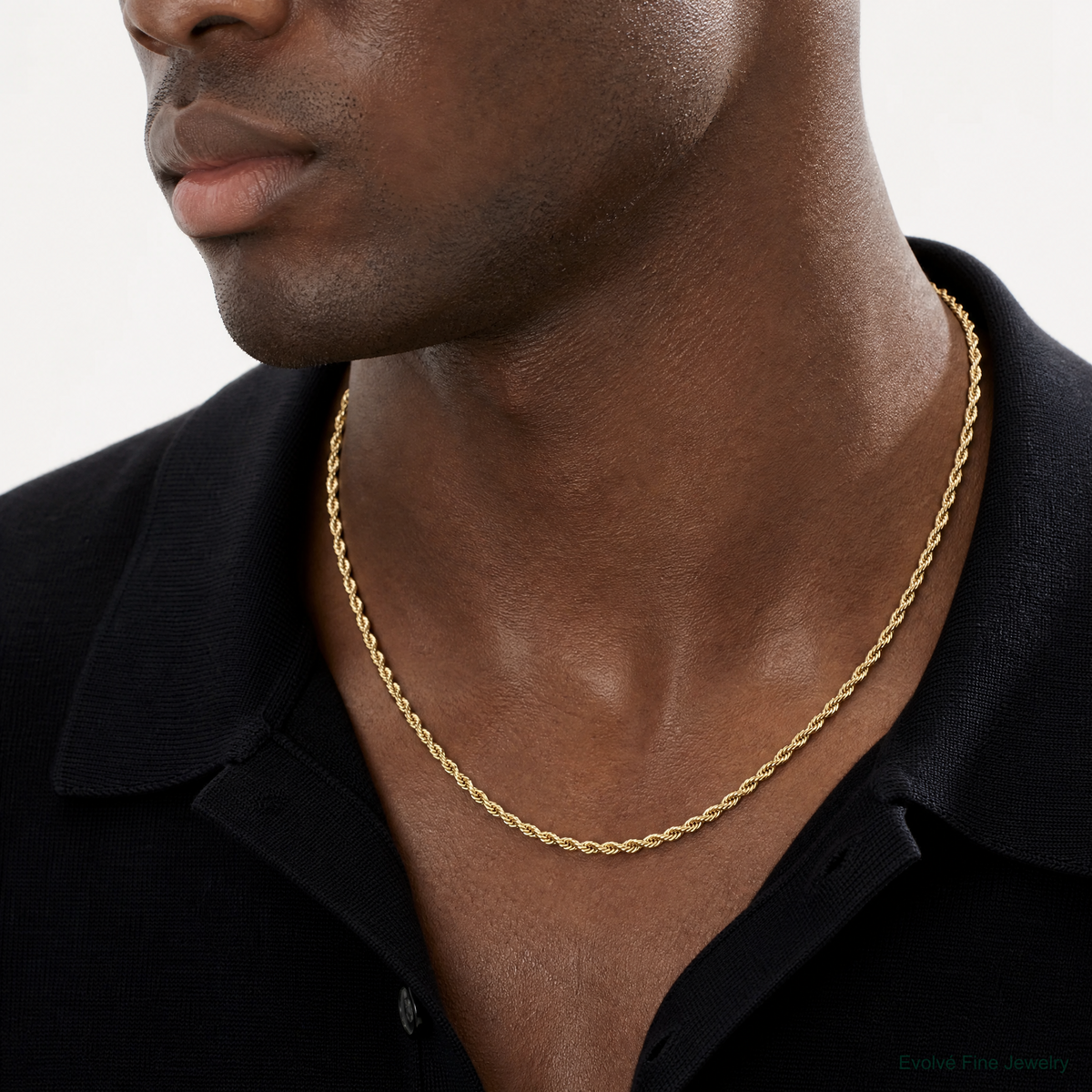 14ky 5.4mm Semi-Solid Rope Chain - Model Shot