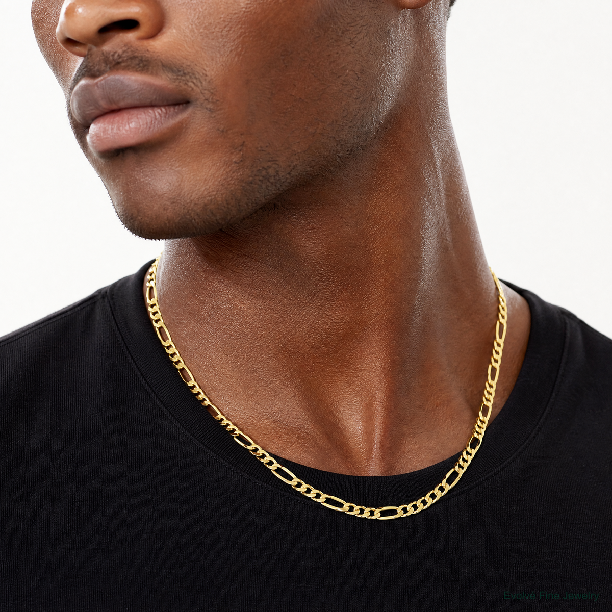 14k 8.5mm Semi-Solid Figaro Chain - Model Shot