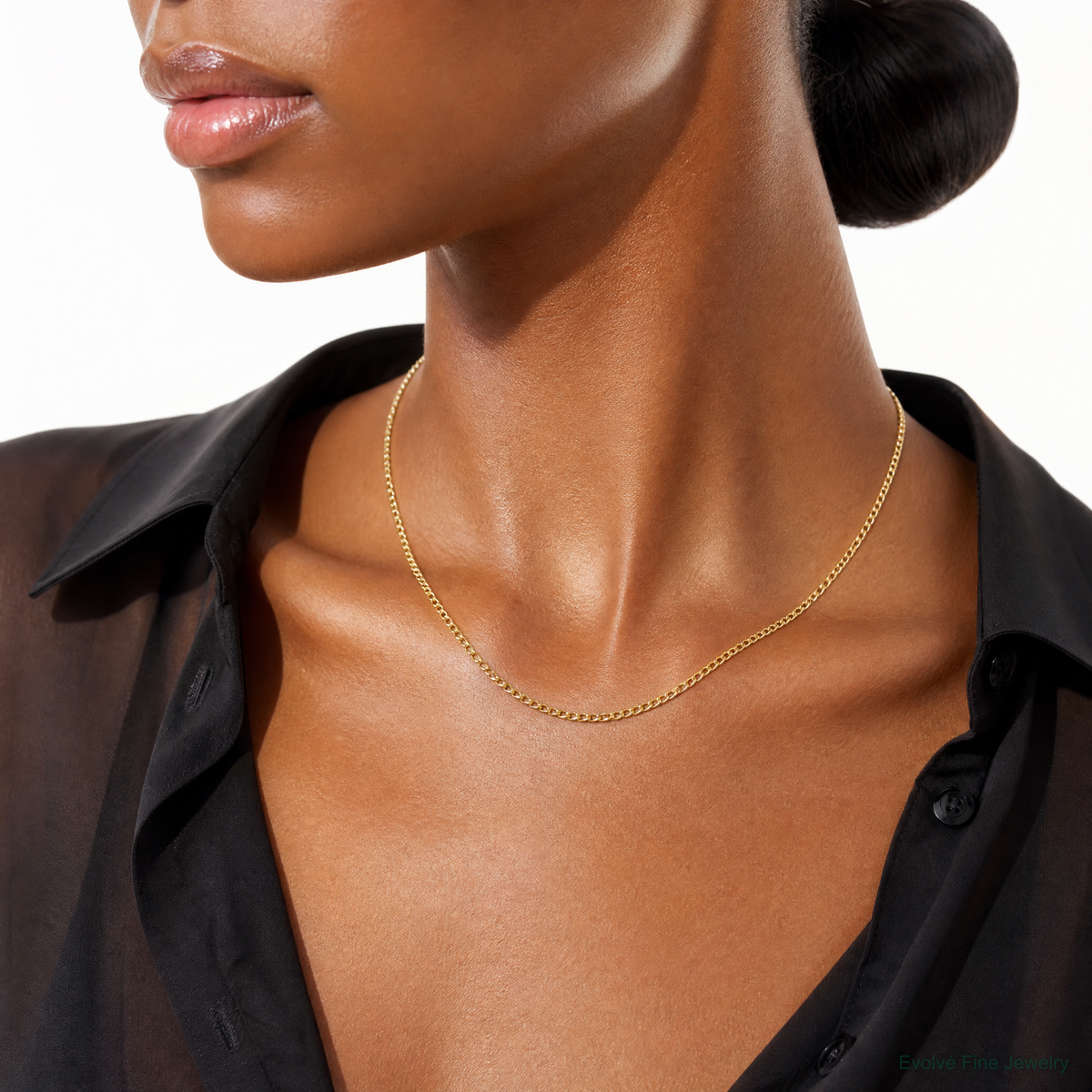 14k 1.85mm Semi-Solid Curb Chain - Model Shot