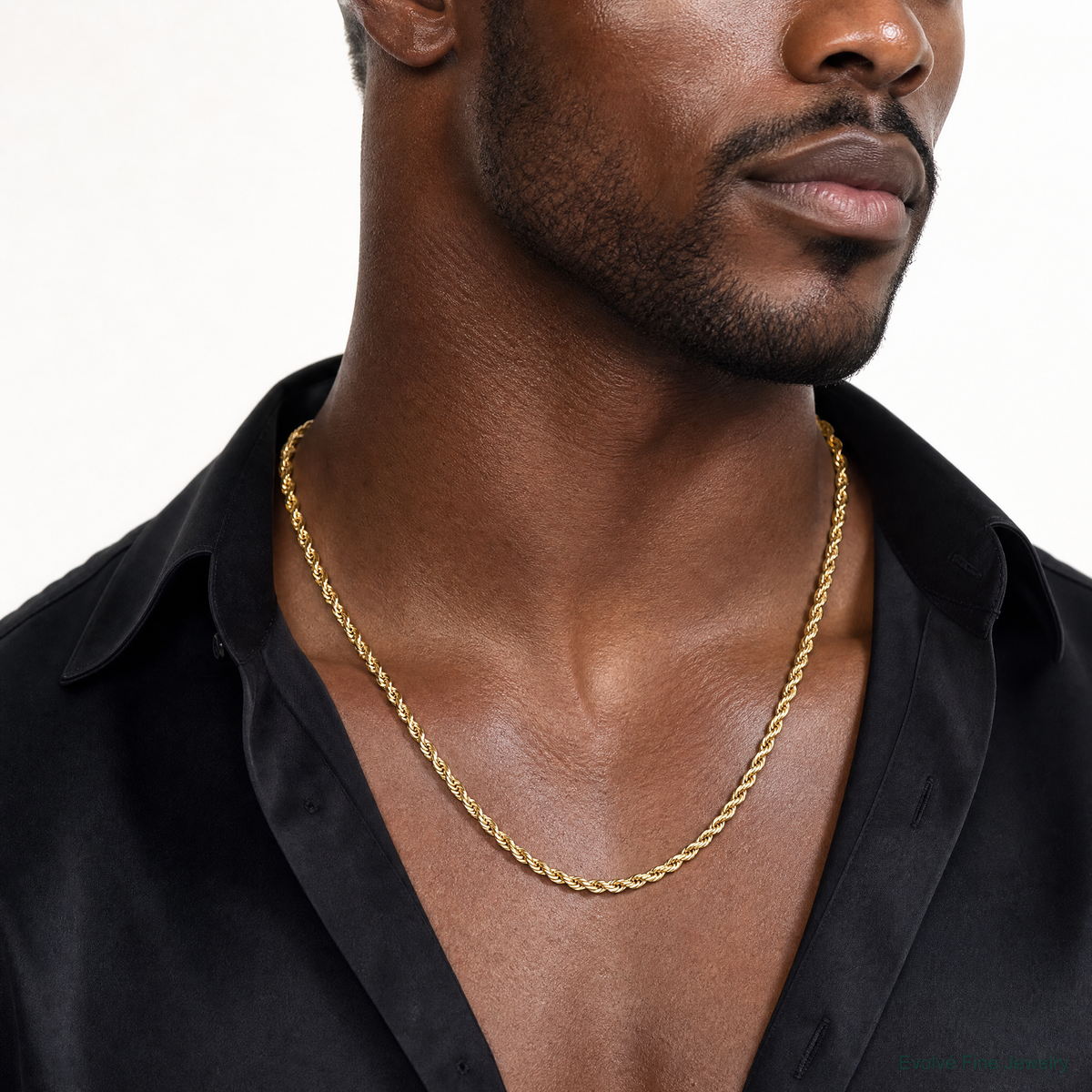 14ky 7.0mm Semi-Solid Rope Chain - Model Shot